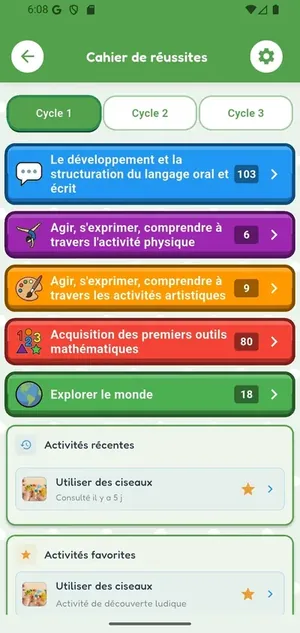 Cahier de réussites