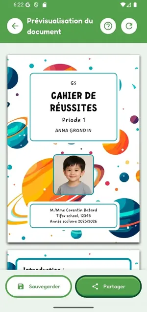Aperçu du cahier de réussite en PDF prêt à imprimer